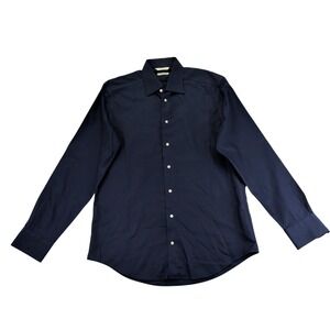 SUITSUPPLY Traveller Navy‎ Blue Slim Fit Dress Shirt Men Size 41 16 Traveler